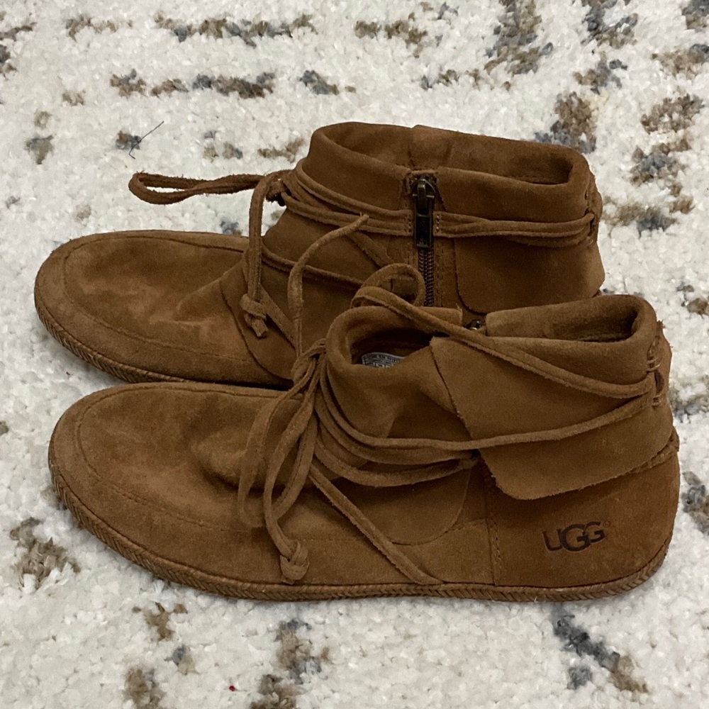 UGG Chestnut Suede Lace-Up Boots